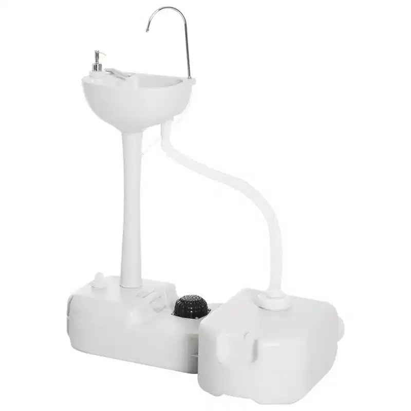 kleankin Portable Camping Sink Hand Wash Station Basin 4.5 Gallon Tank 6.3 Gallon Recovery Tank & Soap Dispenser for RV Outdoor Indoor HDPE White